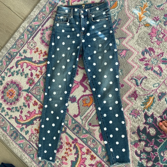 7 for all mankind high waist ankle skinny size 26 spots - Picture 2 of 6
